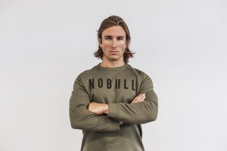 NOBULL Crew Sweatshirt - Bluza Męskie Zielone | PL-PuTlpA7